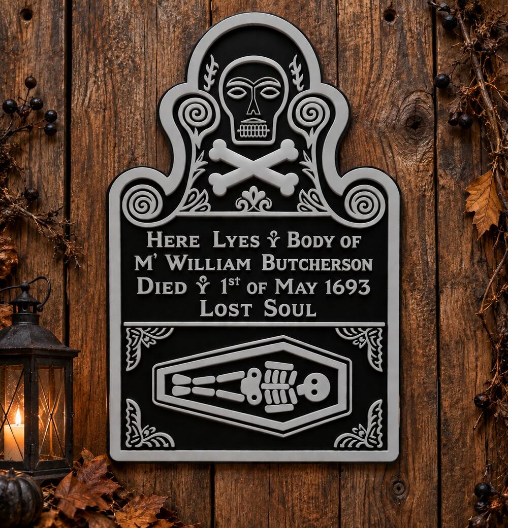 Billy Butcherson Gravestone Headstone Sign Halloween Movie Salem Massachusetts
